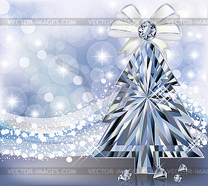 Diamond Christmas tree invitation card, vector - vector clip art