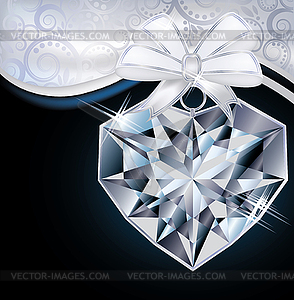 Valentine day card with diamond heart - vector clipart