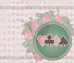 Vintage Poker background with flowers, vector  - vector image