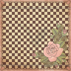 Vintage chess board with rose, vector illustration  - royalty-free vector clipart