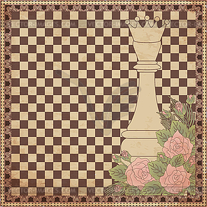 Vintage chess queen background, vector illustration - vector EPS clipart