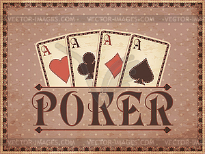 Vintage casino background with poker cards, vector - vector clip art