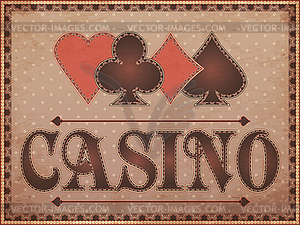 Casino vintage banner with poker elements, vector  - vector image