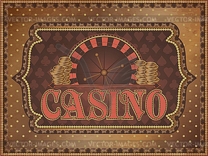 Old vintage casino background with golden money, vector - vector image