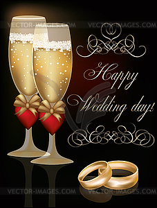 Happy Wedding day greeting card, vector illustration - vector image