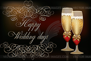 Happy Wedding day invitation card, vector illustration - vector clipart