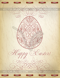 Happy Easter old card, vector illustration - vector image