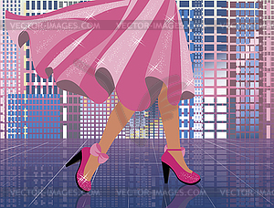 Fashion woman in city, vector illustration  - vector clipart