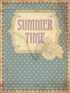Summer time card with shell, vector illustration - royalty-free vector clipart