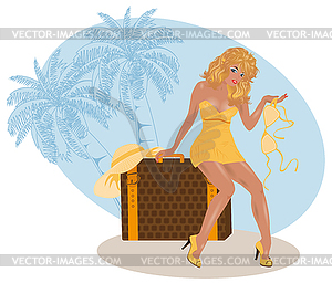 Summer travel girl, vector illustration - vector clipart