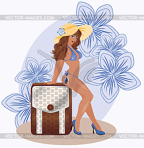 Summer sexual travel girl, vector illustration - vector clipart