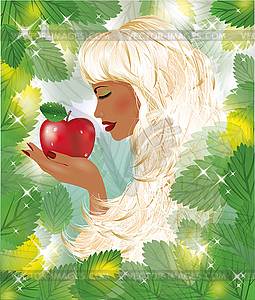 Eva and red apple, vector illustration - vector image