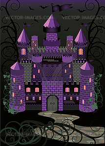 Old witch scary castle background, vector illustration - vector clipart