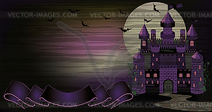 Dark Witch castle banner, vector illustration  - vector clip art