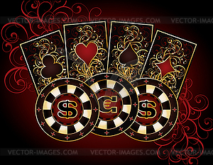 Casino card with poker elements, vector illustration - vector clip art