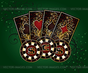 Казино фон с элементами покер, вектор - векторное изображение