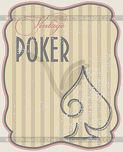 Vintage poker card spades, vector illustration - vector clip art