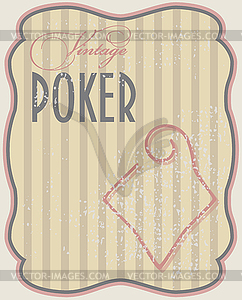 Vintage poker card diamonds, vector illustration - vector image