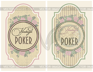 Set vintage poker label, vector illustration - vector clipart