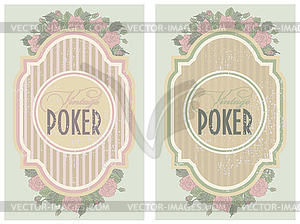 Two vintage poker label, vector illustration - vector image