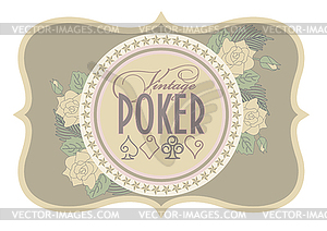 Old casino poker card, vector illustration - vector image