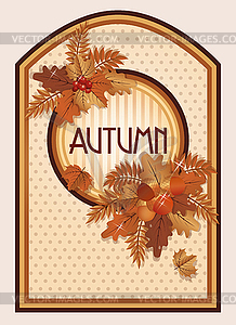 Vintage autumn card, vector illustration - vector image