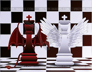Шахматный Король ангел и векторные иллюстрации дьявол - клипарт в векторе