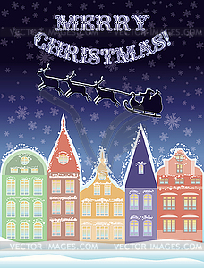 Happy Merry Christmas background with Santa Claus - vector EPS clipart