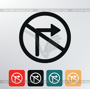 No right turn traffic sign icon - vector image