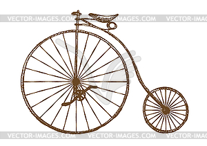 Old fashioned bicycle - vector clipart