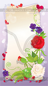Любовное письмо с сердечками и цветами - розы, помост - клипарт