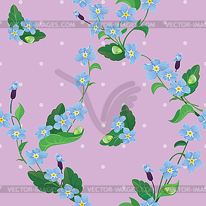 Seamless pattern with beautiful flowers - forget - vector clipart