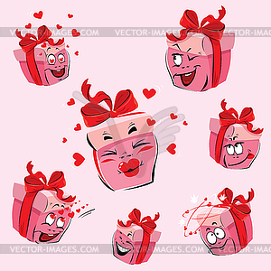 Set of pretty pink gift boxes cartoons with - vector image