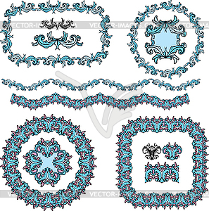 Set of round and oval frames and vintage design - vector image