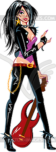 Sexy cool teenage girl musician with electric rock - vector clip art