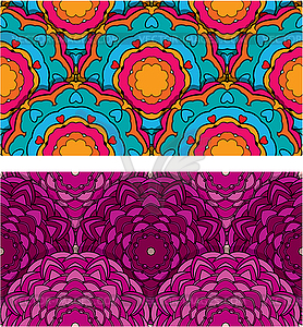 Set of 2 colorful seamless patterns with round - vector clipart