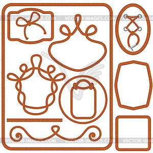 Set of Twisted rope frames and borders - vector clip art