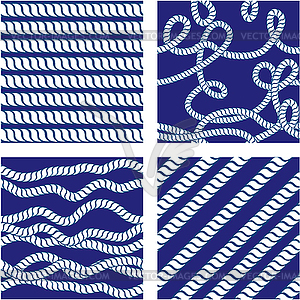 Set of Seamless nautical patterns on blue backgroun - vector clip art