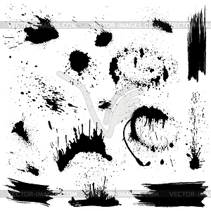 Set of black blots and ink splashes. Abstract - vector clip art