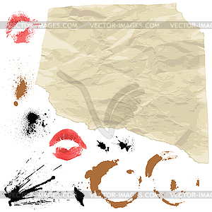 Piece of Old paper and design grunge elements - vector clipart