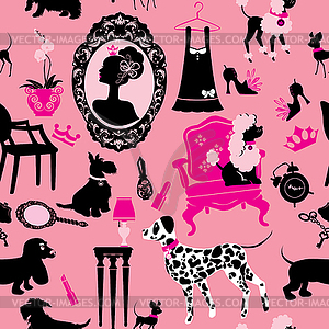 Seamless pattern with glamour accessories, - vector image