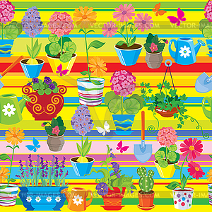 Seamless pattern with spring and summer flowers in - vector image