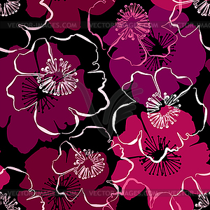 Seamless pattern with outlines frangipani, - vector clip art