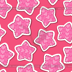Fabric texture with stars in pink colors - - vector image