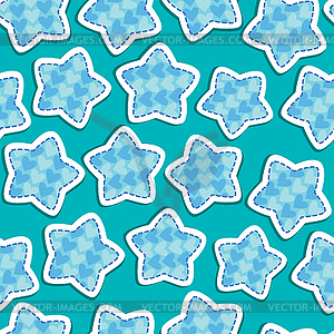 Fabric texture with stars in blue colors - - stock vector clipart