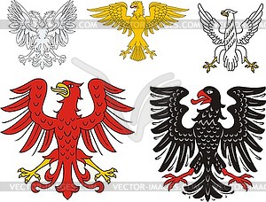 Set of heraldic eagles - vector image