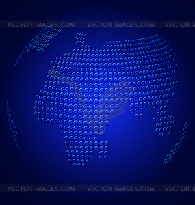 Blue globe with embossed map - vector clipart