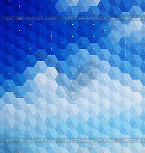 Blue hexagonal mosaic with net - vector image