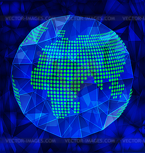 Blue polygonal globe - vector image