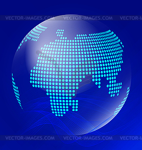 Blue transparent globe with waves - vector image